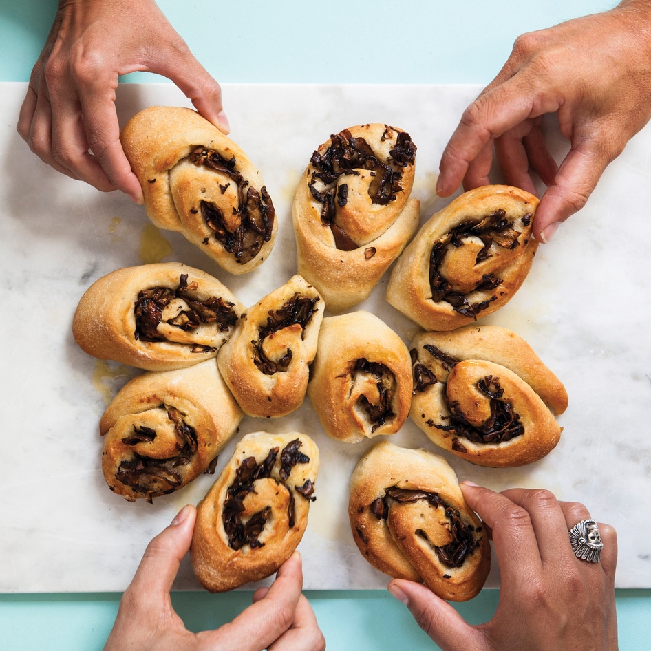 Garlicky Fresh-Baked Mushroom Swirls