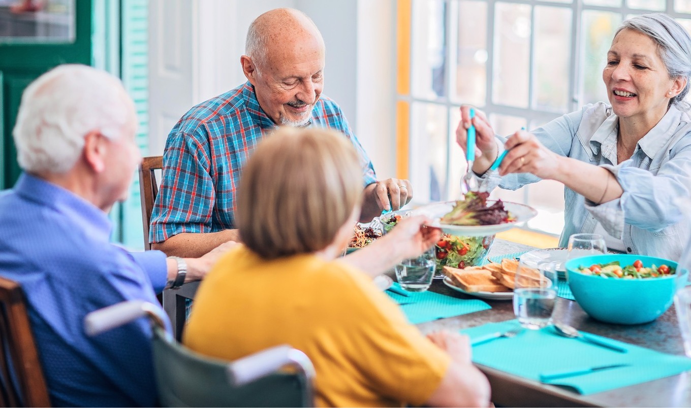 older adults having dinner
