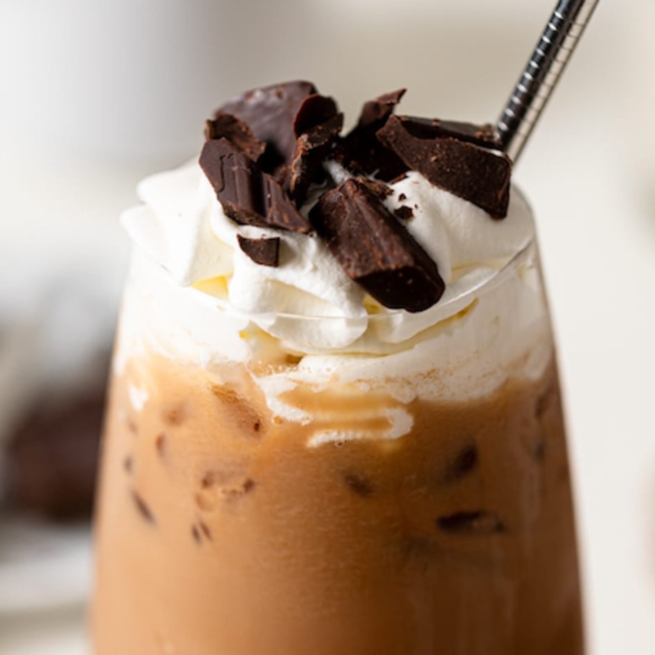 Dairy-Free Iced Mocha Latte With Coconut Whip